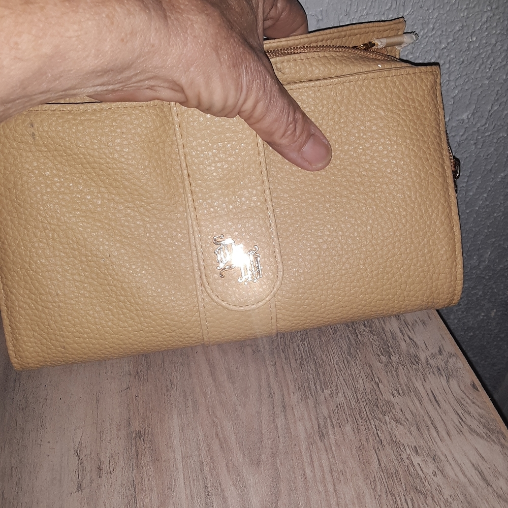 Versace profumi tan leather clutch bag - Picture 8 of 11
